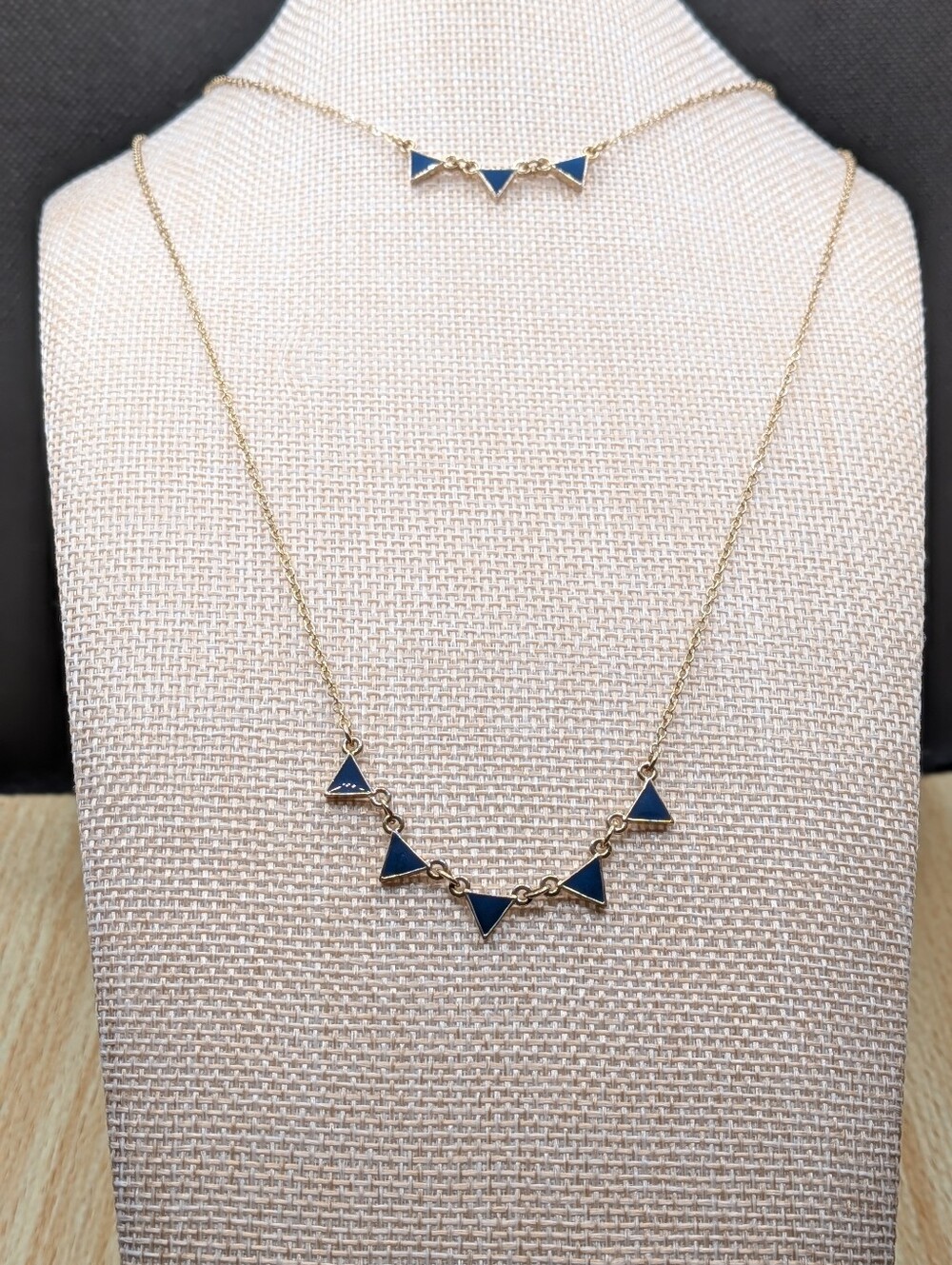 Navy Gold Triangle Necklace